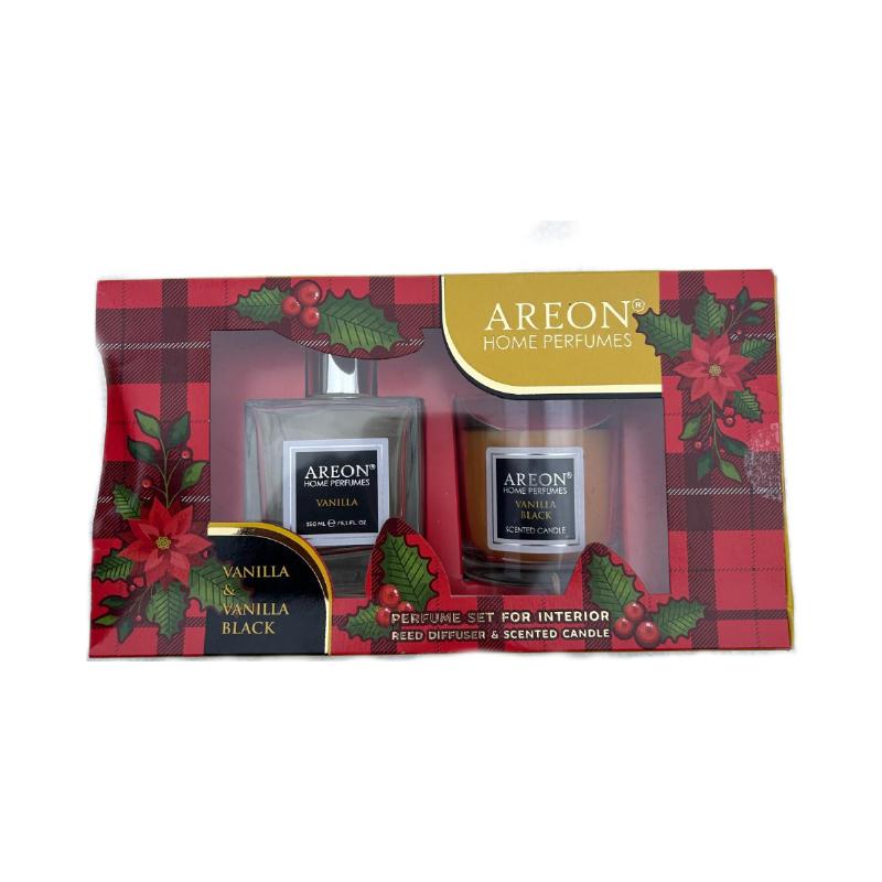 Areon komplet mirisni štapići vanila 150ml + black vanila sveća 120g