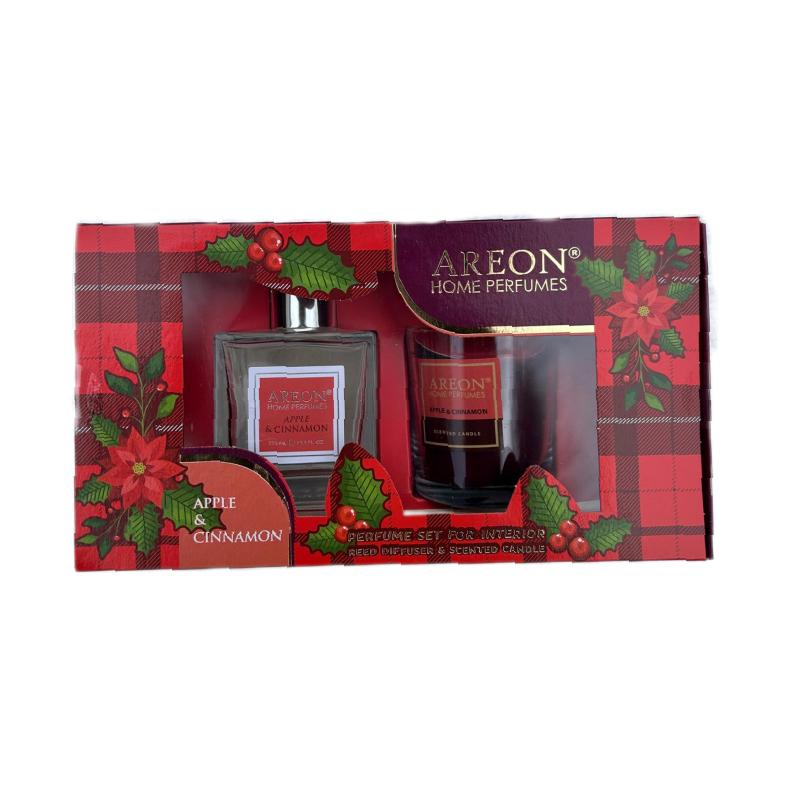 Areon komplet štapići 150ml + sveća apple&cinamon 120g