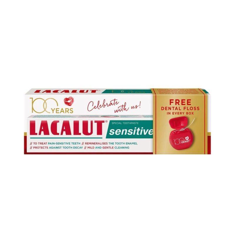 Lacalut pasta za zube Sensitive 75ml + Konac za Zube