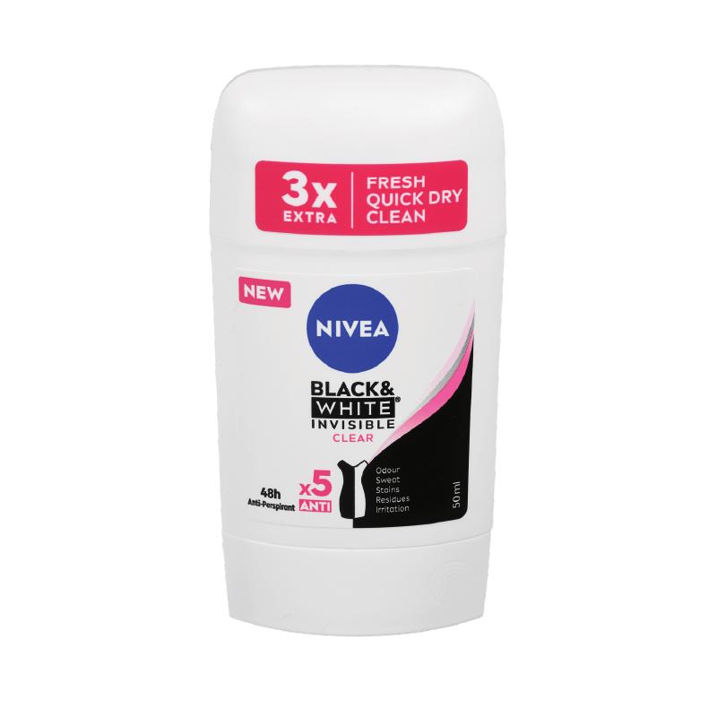 Nivea stick ženski black & white clear 50ml